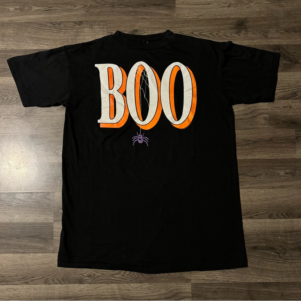Vtg 1990s Ground Control Halloween Large Boo Print T-Shirt